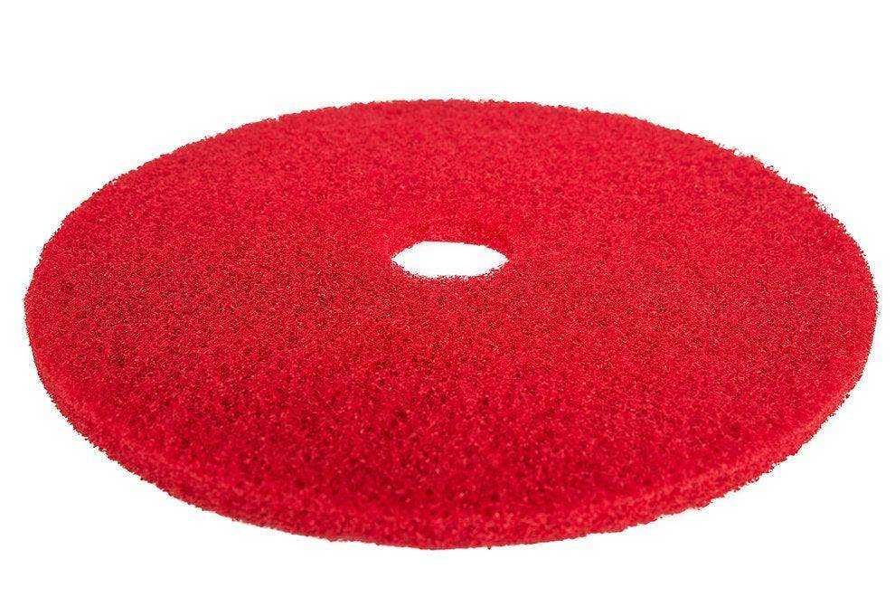 22-inch red floor scrubber burnishing pad for cleaning and polishing hard floors, pack of 5