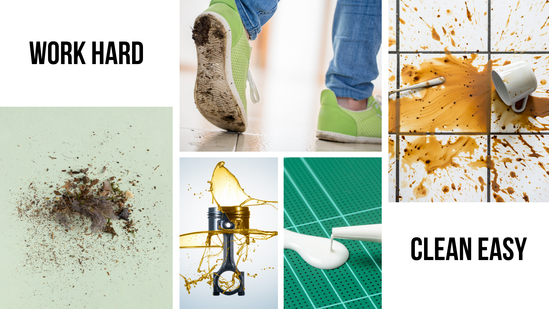 a collage of dirty surfaces