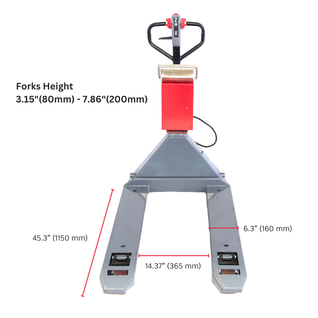 PT4400W Electric Pallet Jack with Built-in Scale, 4400 lbs Capacity, 45" x 27" Fork Size, Electric Brake
