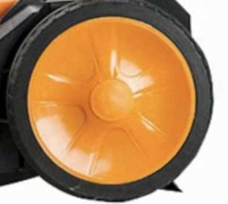 980 Floor Sweeper replacement wheel with orange hub and black tire