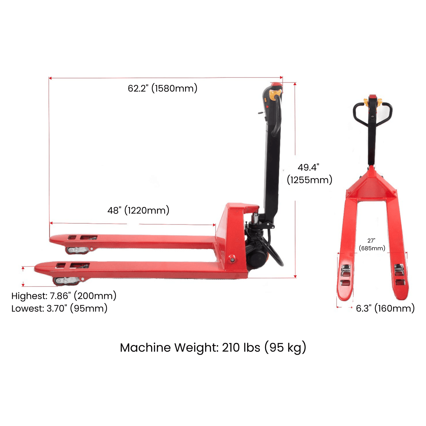 PT4400 Electric Pallet Truck, 4,400 lb Lithium-Powered Walk-Behind Pallet Jack, Best for daily warehouse transport