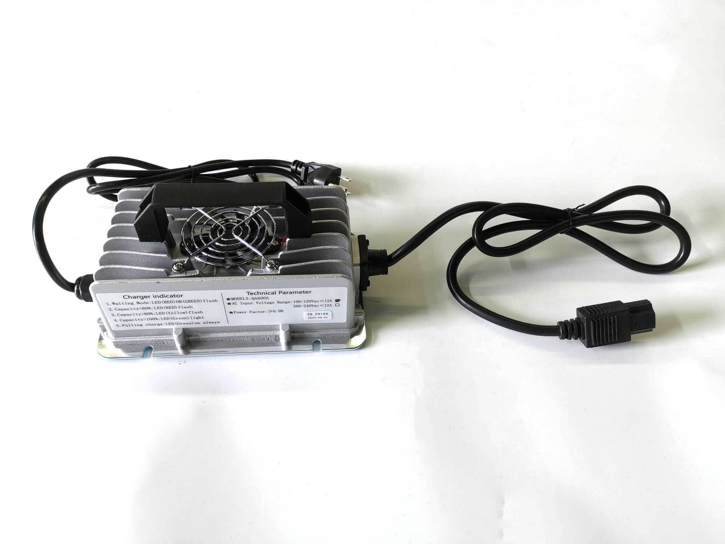 Charger of lithium battery for SUNMAX RT15+ floor scrubber machines with cooling fan and power cord