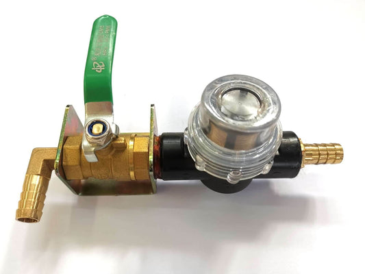 Clean water valve and filter assembly for RT70 and RT120 floor scrubber machines