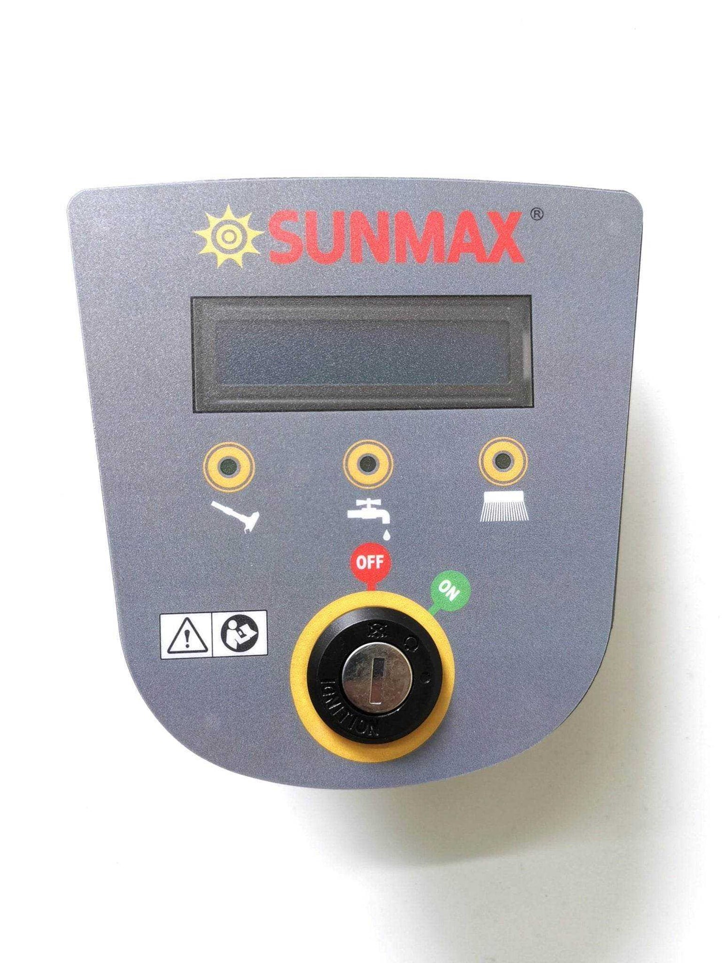SUNMAX RT15 floor scrubber machine control panel with buttons and display