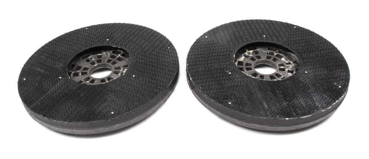 Pair of black pad driver holders for SUNMAX RT120 floor scrubber machine burnishing pads
