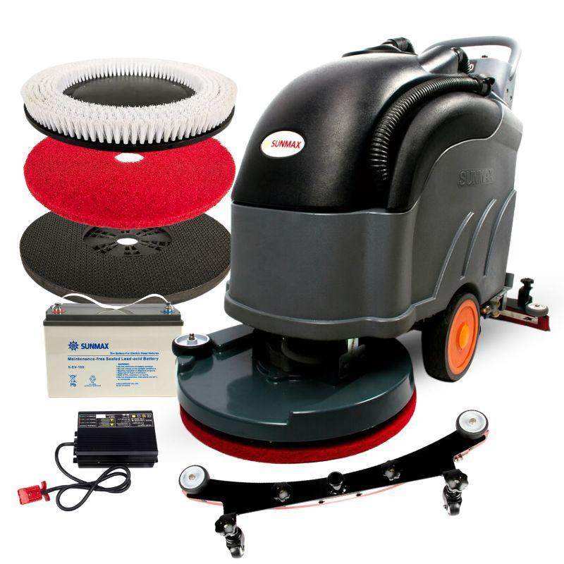 SUNMAX RT50D Self Propelled Floor Scrubber with 22-inch cleaning width and accessories