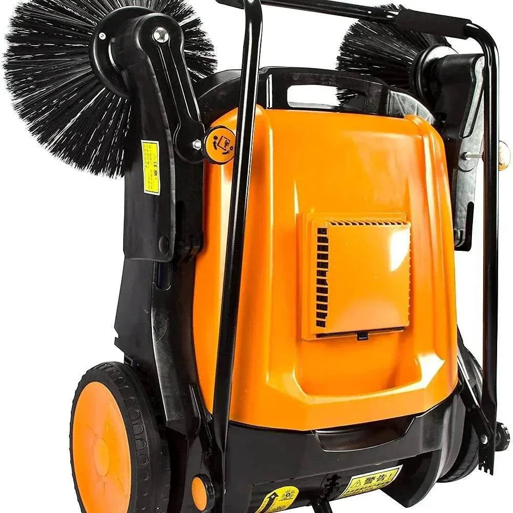 RT980S 38-inch walk behind sweeper with triple brooms, 12.7-gallon waste container, for indoor and outdoor use, cleaning up to 38,000 sqft per hour
