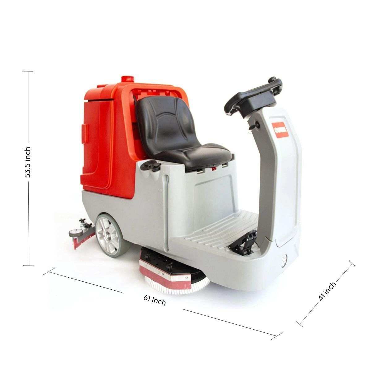 SANITMAX SM860 34-inch ride-on floor scrubber dryer machine with ergonomic seat and control panel, industrial cleaning equipment with 34.3-gallon recovery tank