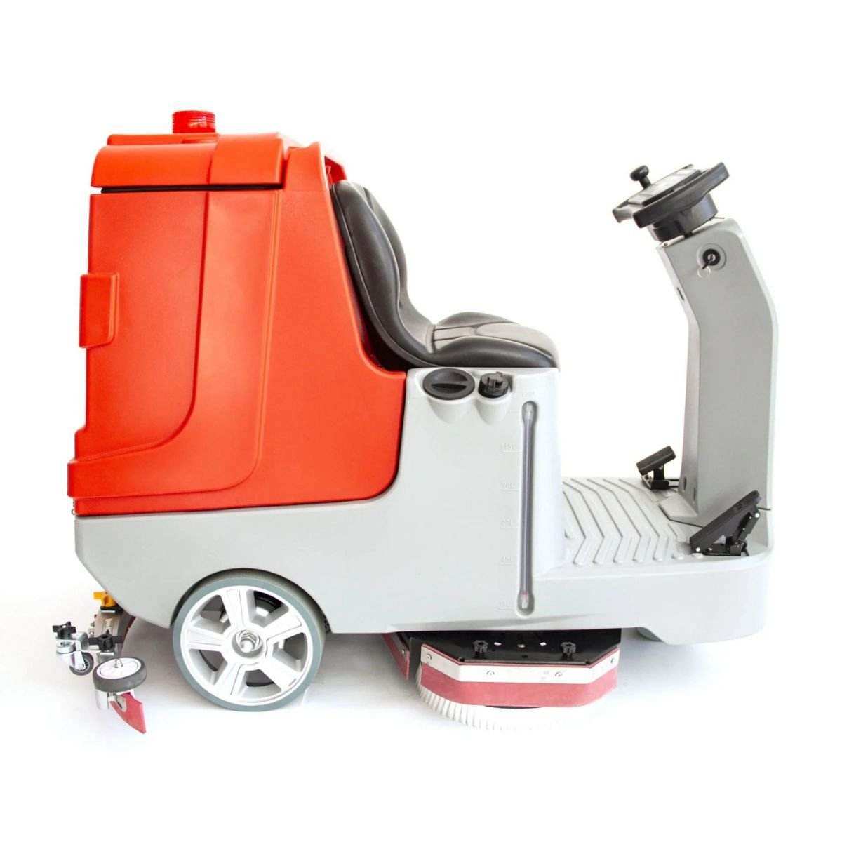 SANITMAX SM860 34-inch ride-on floor scrubber dryer machine for industrial cleaning with large recovery tank and ergonomic design