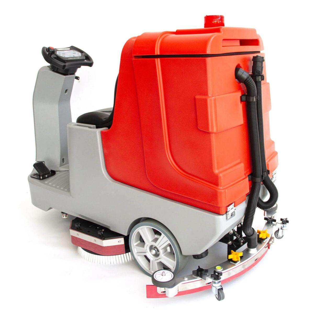 SANITMAX SM860 34 inch ride-on floor scrubber dryer machine with large recovery tank and ergonomic design for industrial cleaning