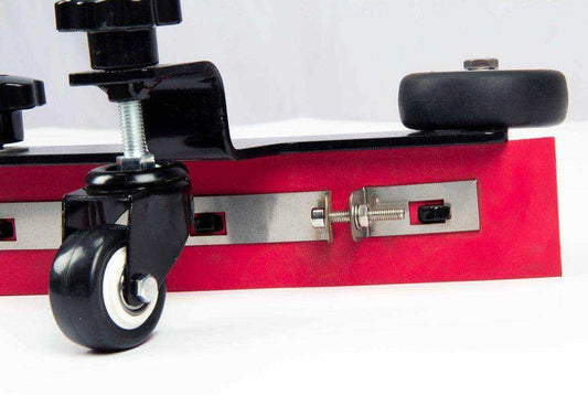 floor scrubber squeegee assembly for SUNMAX RT50 and RT70 models with adjustable wheels and durable rubber blades