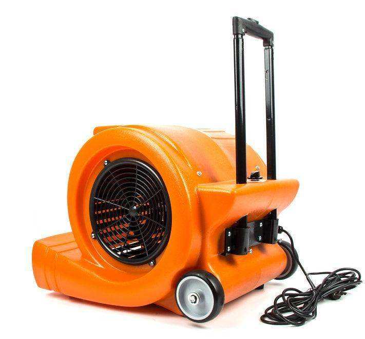 SUNMAX RT900A industrial orange air mover fan with wheels and telescopic handle for carpet drying and floor ventilation