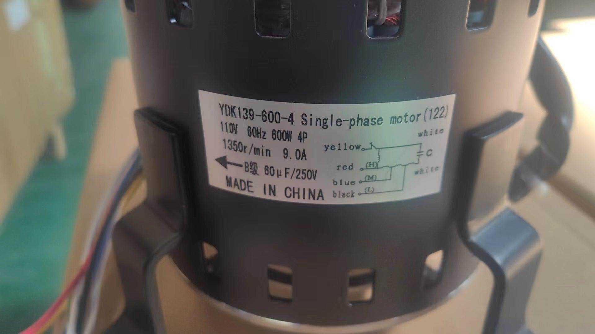 SUNMAX RT900A single-phase motor label with technical specifications and wiring diagram