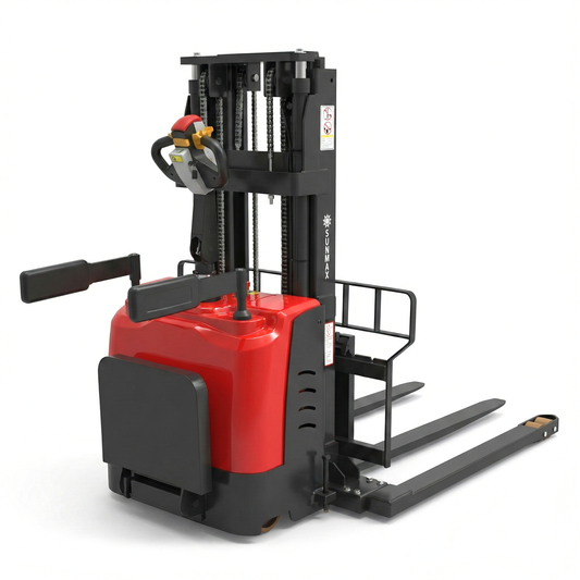 PS3300FEAS-3M Fully Electric Pallet Stacker – 3300 lb Capacity, 118” Lift Height, Adjustable Straddle Legs, Walk-Behind Warehouse Stacker