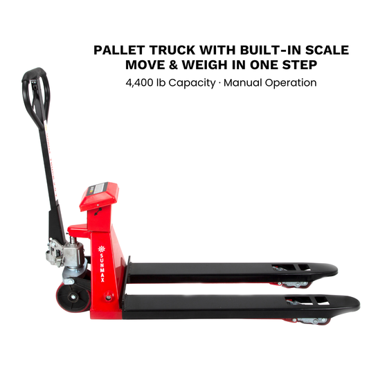 HD4400W Manual Pallet Jack with Scale, 27" W x 48" L Forks β 4,400 lb Capacity Warehouse Pallet Truck