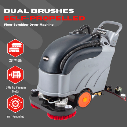 RT50DW 26" Dual Brushes Self-Propelled Floor Scrubber Dryer Machine