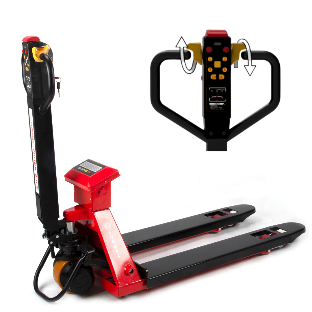 PT4400W Electric Pallet Jack with Built-in Scale, 4400 lbs Capacity, 48" x 27" Fork Size, Electric Brake