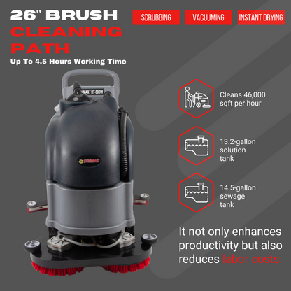 RT50DW 26" Dual Brushes Self-Propelled Floor Scrubber Dryer Machine