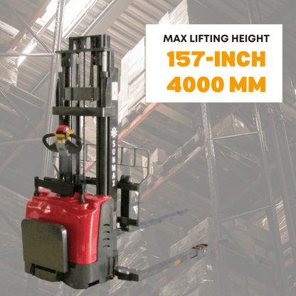 PS3300FE-4M Full Electric Pallet Stacker – 3300 lbs Capacity, 157" Lift Height, Adjustable Legs