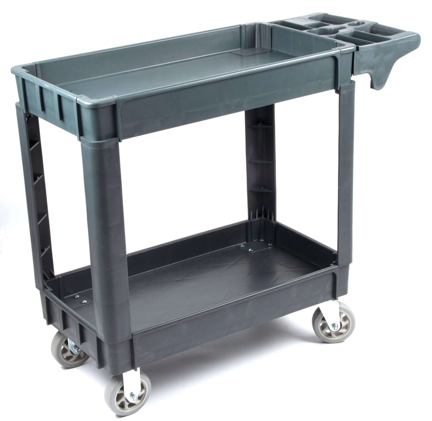 600 lbs Heavy Duty Plastic Rolling Utility Cart for Warehouse/Garage/Restaurants/Offices, HDPE Shelves, 5" Caster Wheelss - SUNMAXSUNMAX