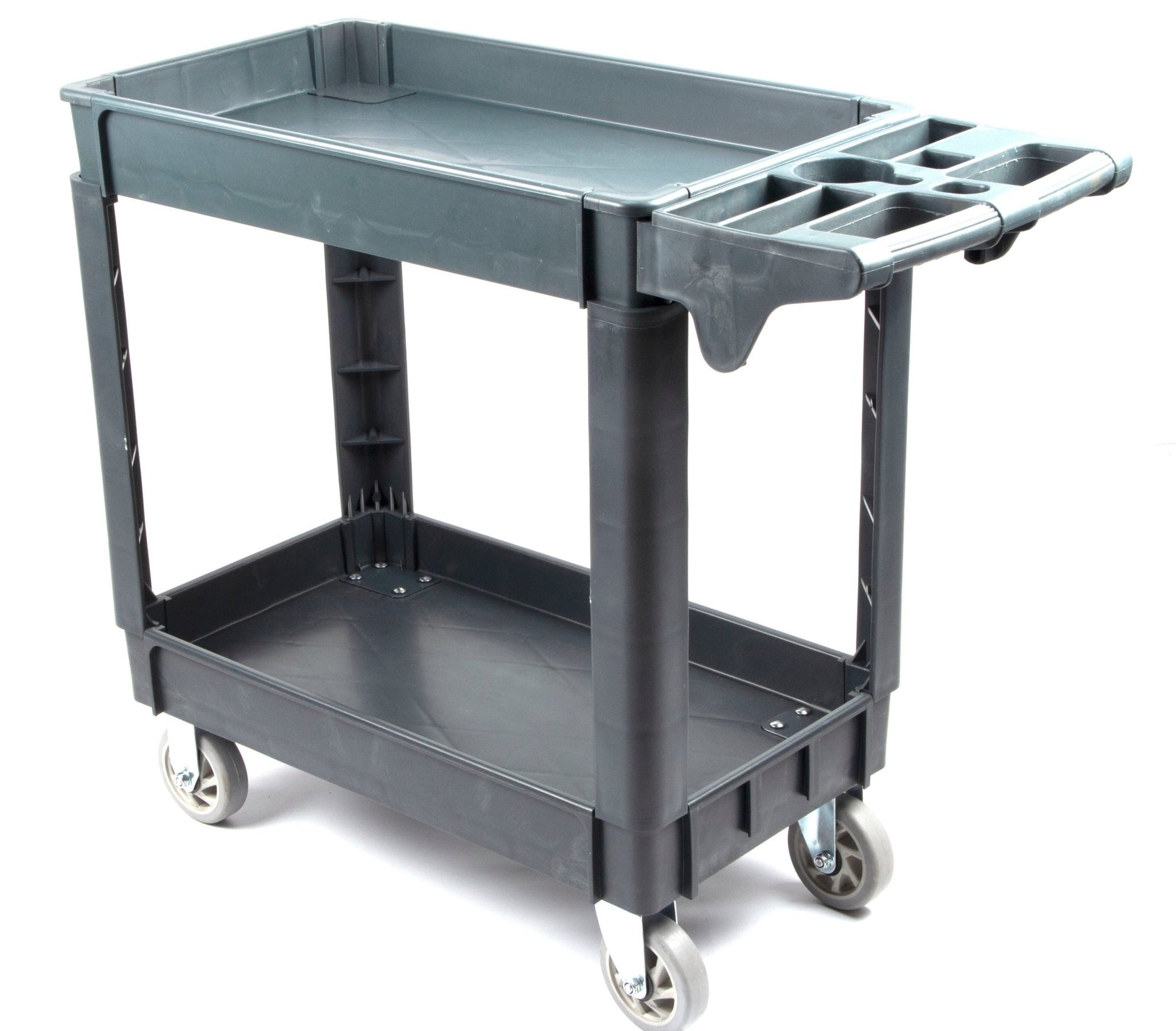 600 lbs Heavy Duty Plastic Rolling Utility Cart for Warehouse/Garage/Restaurants/Offices, HDPE Shelves, 5" Caster Wheelss - SUNMAXSUNMAX