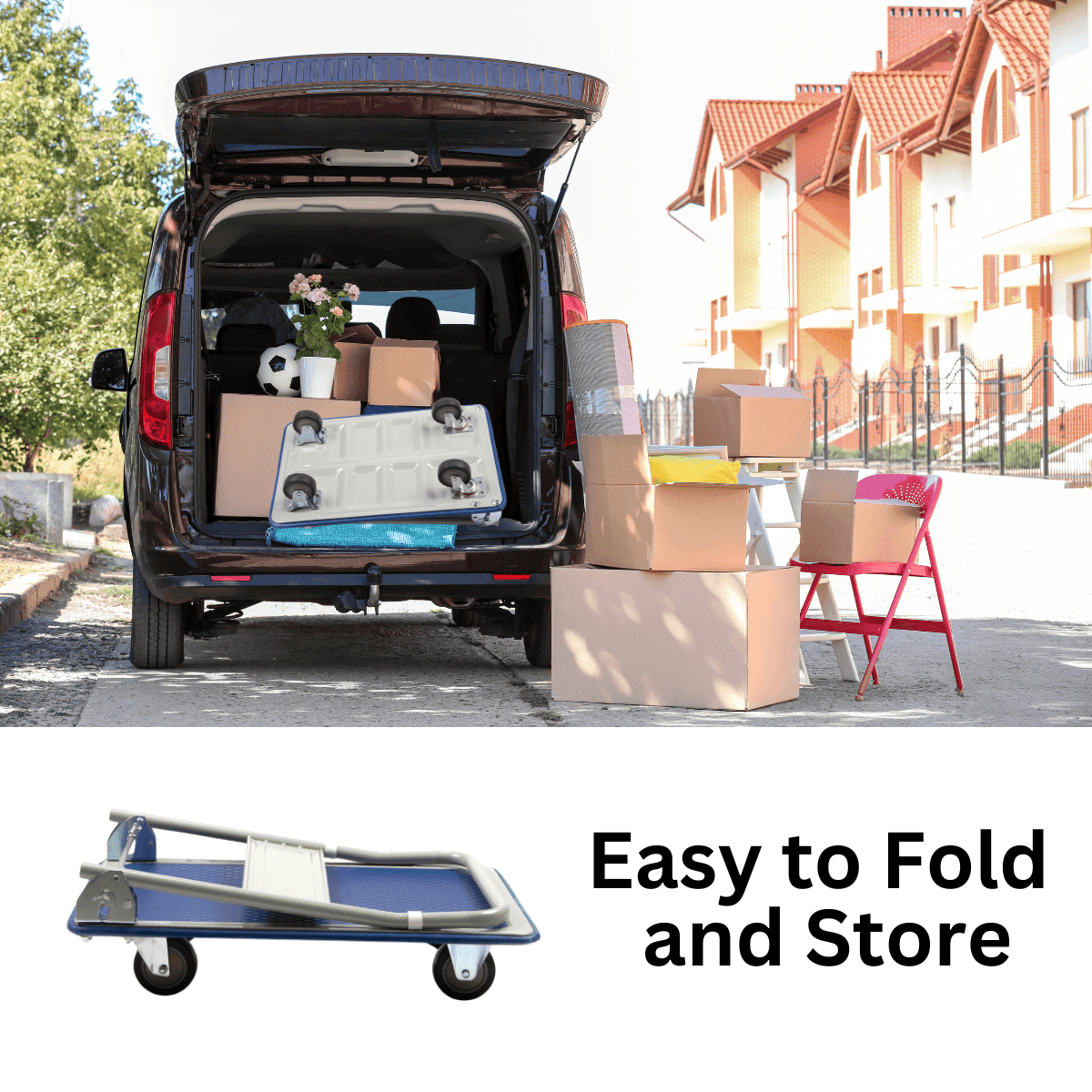 Push Cart Dolly by Wellmax, Moving Platform Hand Truck, Foldable for Easy Storage and 360 Degree Swivel Wheels with 330lb Weight Capacity, Red Color in Dubai - UAE | Platform Trucks Push Cart Dolly by Wellmax, Moving Platform Hand Truck, Foldable for Easy Storage and 360 Degree Swivel Wheels with 330lb Weight Capacity, Red Color in Dubai - UAE | Platform Trucks