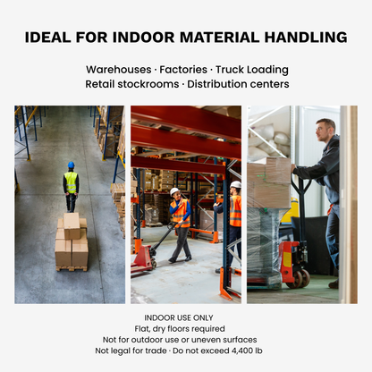 HD4400W Manual Pallet Jack with Scale, 27" W x 48" L Forks – 4,400 lb Capacity Warehouse Pallet Truck