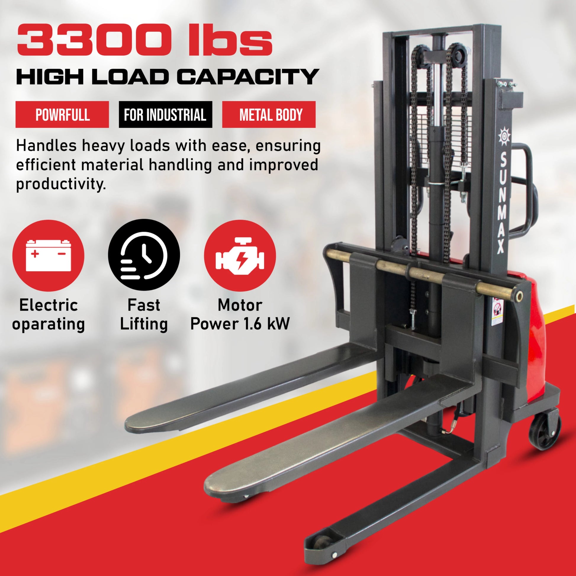 PS3300SE-2M Semi-Electric Pallet Stacker