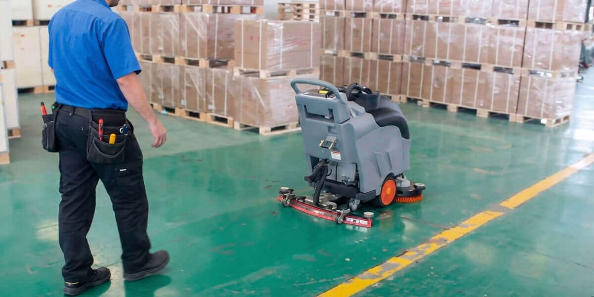 Load video: How to use RT50D Self Propelled Floor Scrubber