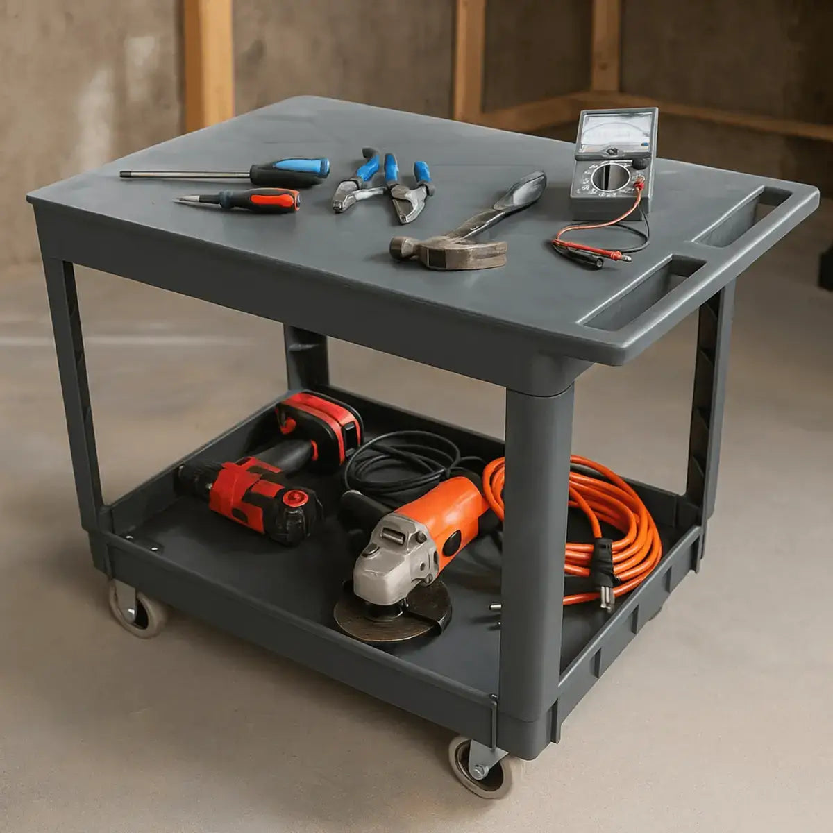 SC2500DP Heavy-Duty Utility Cart with Flat Top Shelf