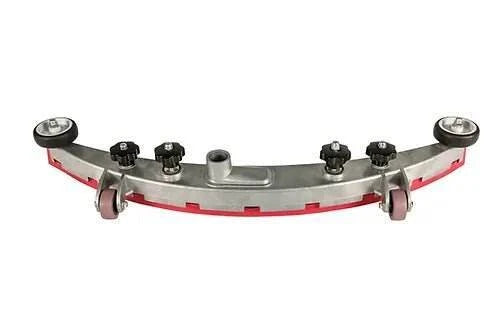 Aluminum floor scrubber squeegee adjustment assembly for RT50 and RT70 models with knobs and wheels