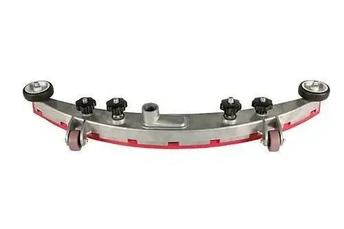 Aluminum floor scrubber squeegee adjustment assembly for RT50 and RT70 models with knobs and wheels