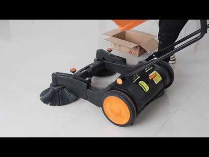 RT980S 38" Manual Push Powered Floor Sweeper, Triple Brooms, 38000 Sqft/h Efficiency