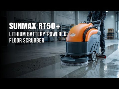 22" Battery-Powered Floor Scrubber Machine | RT50+ Lithium Warehouse Floor Cleaner
