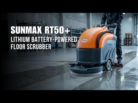 22" Battery-Powered Floor Scrubber Machine | RT50+ Lithium Warehouse Floor Cleaner
