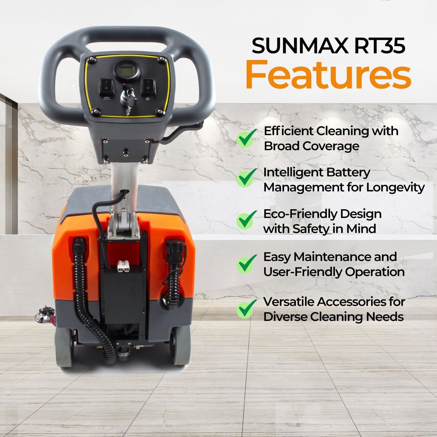 RT35 17" Walk - behind Floor Scrubber Machine, 19000 sqft/h, with Anti - Collision Wheel - SUNMAXSUNMAXFloor Scrubber Machine